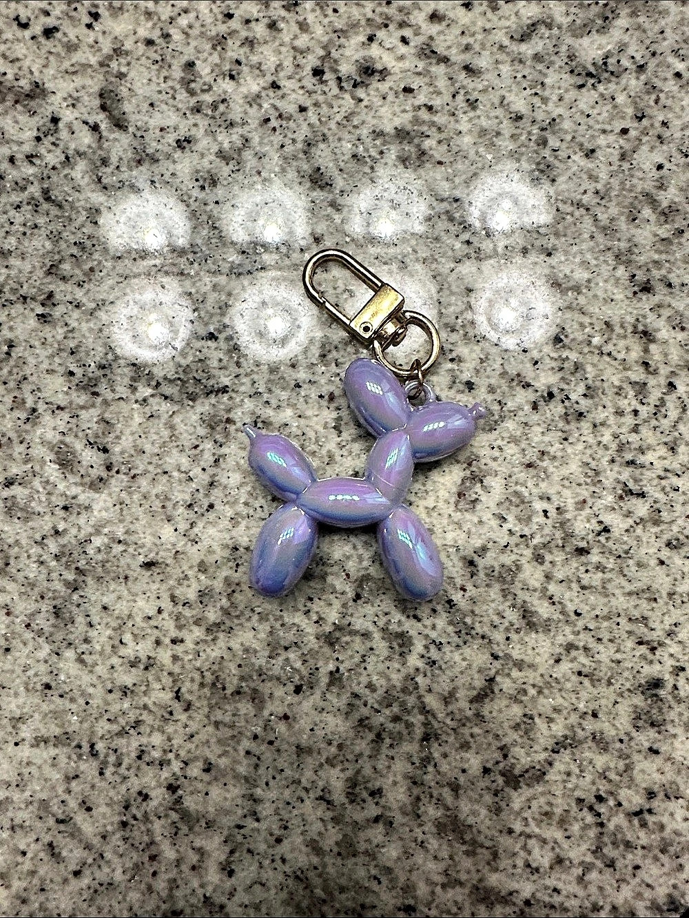 Iridescent Purple & Gold Balloon Dog Keychain